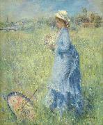Pierre Auguste Renoir Femme cueillant des Fleurs oil on canvas